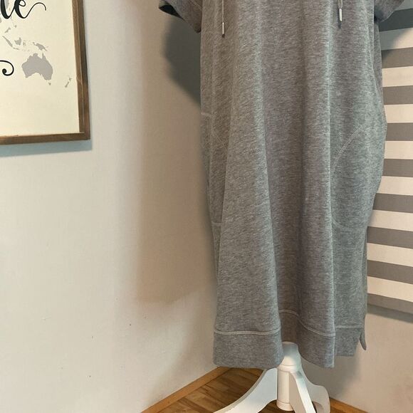 Soft Surroundings Gray Short Sleeve Quarter Zip Hooded Sweatshirt Dress Size 1X - Picture 3 of 9